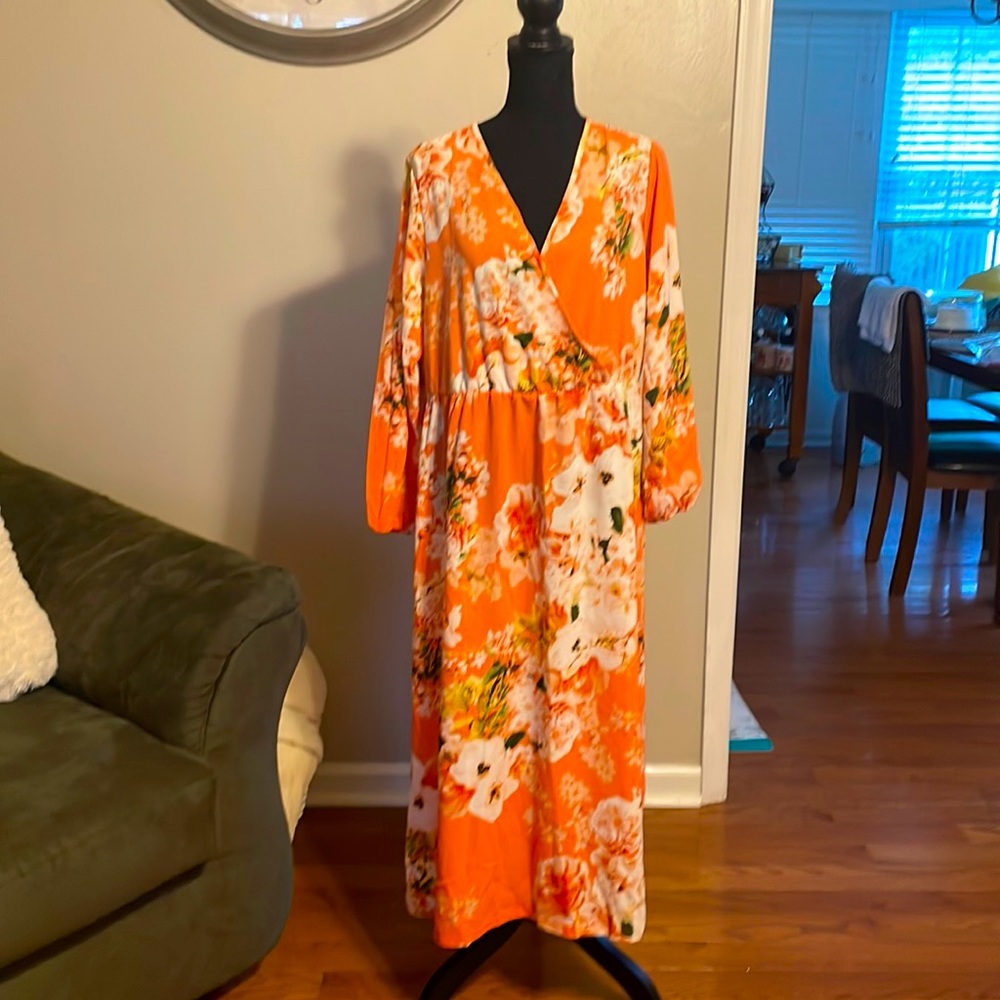Coral flower dress from Boohoo